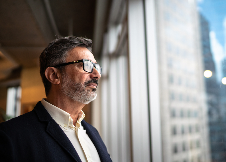 man at window